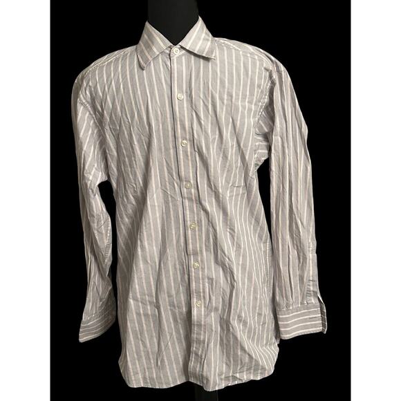 Michael Kors Long Sleeve Button Up Shirt Mens Size 15 32/33 Gray & Pink - Picture 1 of 6